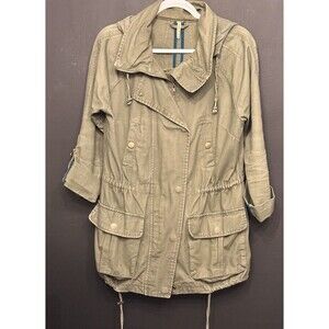WILLOW and CLAY Women's Sz M Green Utility Lightweight Full Zip Hooded Jacket